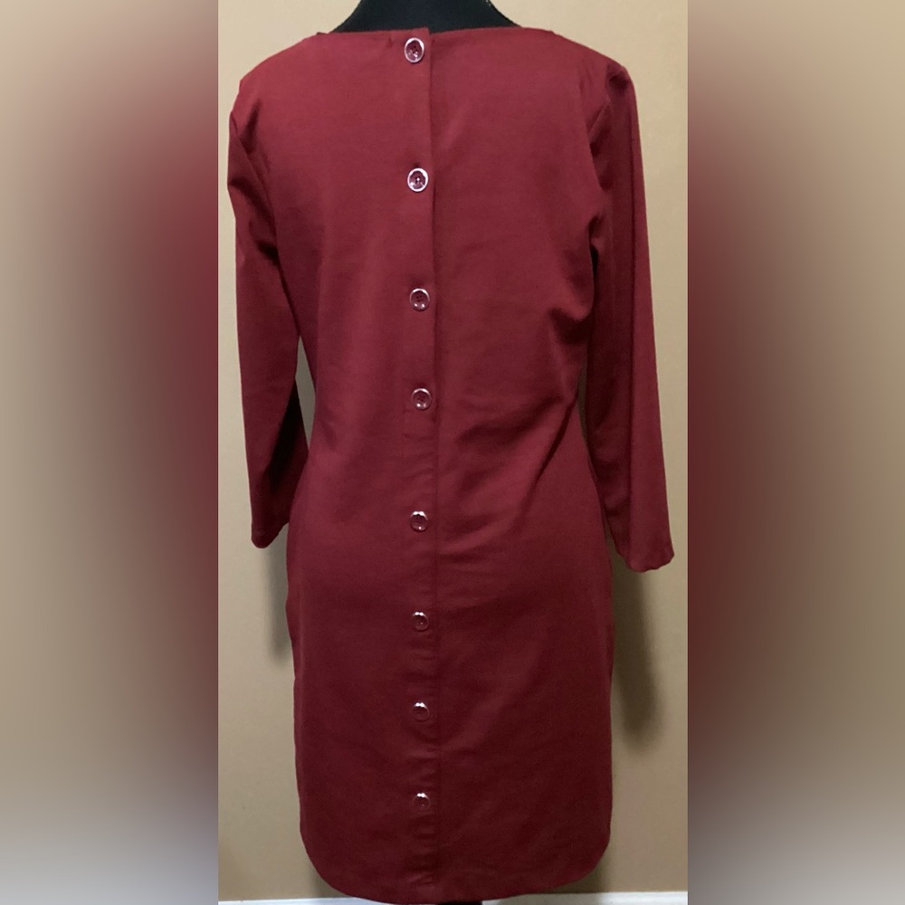 New York & Company Maroon Long Sleeve Dress